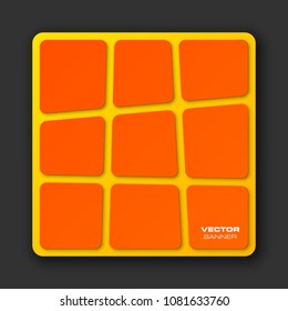 Nine pieces abstract banner set. The clear rectangle form as nine advertising banner poster. The flat abstract banner with rounded corners image. Advertising design paper cut shape. label banner tag.