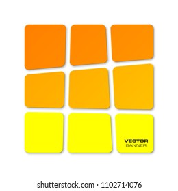 Nine pieces abstract banner set. The clear rectangle form as nine advertising banner poster. The flat abstract banner with rounded corners image. Advertising design paper cut shape. label banner tag.