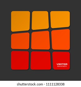 Nine pieces abstract banner set. The clear rectangle form as nine advertising banner poster. The flat abstract banner with rounded corners image. Advertising design paper cut shape. label banner tag.