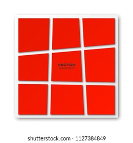 Nine pieces abstract banner set. The clear rectangle form as nine advertising banner poster. The flat abstract banner paper cut image. Advertising Design shape. label banner tag background
