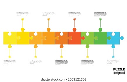 Neun Puzzle-Infografiken. Puzzleteile, Vektorsatz. Puzzle-Puzzle auf weißem Hintergrund. Puzzleteile. Vektorgrafik