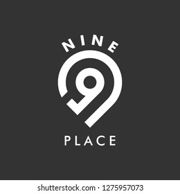 Nine with place logo design template
