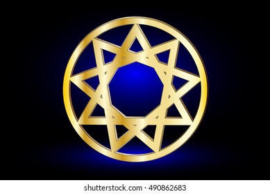 Nine pointed star , stars in a circle  ,