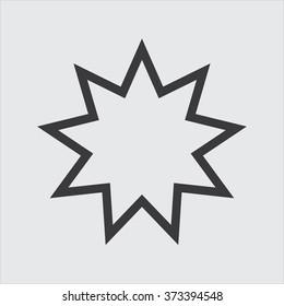 Nine pointed star - Symbol of Bahai Faith / Bahaism flat icon for apps and websites