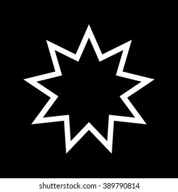 Nine pointed star - Symbol of Bahai Faith / Bahaism flat icon for apps and websites