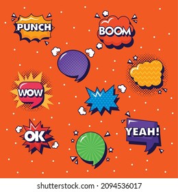 nine pop art set expressions