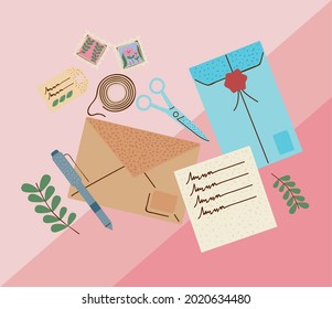 nueve iconos del conjunto de servicios postales