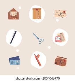 nine postal service set icons