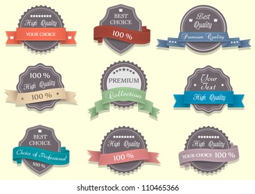  Nine Premium Quality labels.Vector set