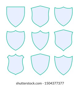 nine protection shield icons with green border