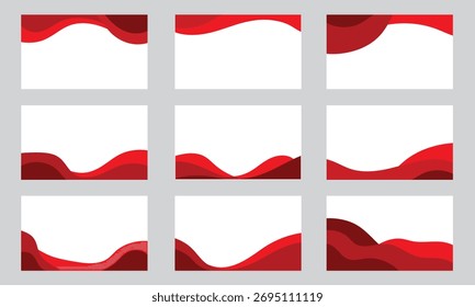 Forma de Plantillas de fondo Abstractas de nueve ondas rojas