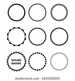 Nine Round Badge Designs Circular Frames, Borders, and Decorative Elements