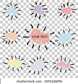 nine sctratch sun burst and random shape, at transparent effect background
