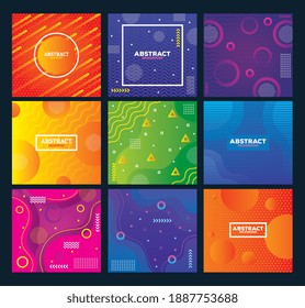 nine set colors memphis abstract backgrounds vector illustration design