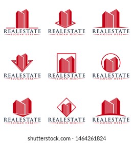 nine sets of building models of various types of red models