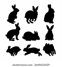 nine sets of rabbit silhouettes that you can use