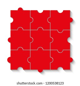 nine sided puzzle presentation banner. Abstract puzzle infographic template with explanatory text field business statistics. Vector 9 pieces puzzles illustration. Section nine compare service banner