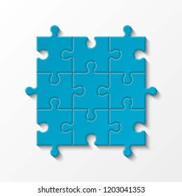 nine sided puzzle presentation banner. Abstract puzzle infographic template with explanatory text field business statistics. Vector 9 pieces puzzles illustration. Section nine compare service banner