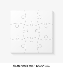 nine sided puzzle presentation banner. Abstract puzzle infographic template with explanatory text field business statistics. Vector 9 pieces puzzles illustration. Section nine compare service banner