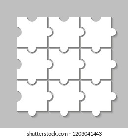 nine sided puzzle presentation banner. Abstract puzzle infographic template with explanatory text field business statistics. Vector 9 pieces puzzles illustration. Section nine compare service banner