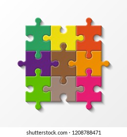 nine sided puzzle presentation banner. Abstract puzzle infographic template with explanatory text field business statistics. Vector 9 pieces puzzles illustration. Section nine compare service banner