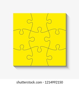 nine sided puzzle presentation banner. Abstract puzzle infographic template with explanatory text field business statistics. Vector 9 pieces puzzles illustration. Section nine compare service banner