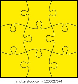 nine sided puzzle presentation banner. Abstract puzzle infographic template with explanatory text field business statistics. Vector 9 pieces puzzles illustration. Section nine compare service banner