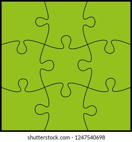 nine sided puzzle presentation banner. Abstract puzzle infographic template with explanatory text field business statistics. Vector 9 pieces puzzles illustration. Section nine compare service banner