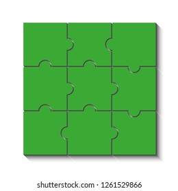 nine sided puzzle presentation banner. Abstract puzzle infographic template with explanatory text field business statistics. Vector 9 pieces puzzles illustration. Section nine compare service banner