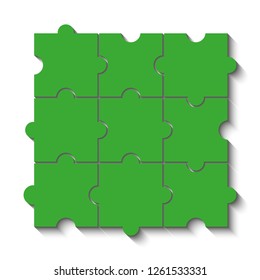 nine sided puzzle presentation banner. Abstract puzzle infographic template with explanatory text field business statistics. Vector 9 pieces puzzles illustration. Section nine compare service banner