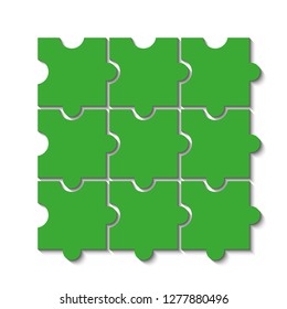 nine sided puzzle presentation banner. Abstract puzzle infographic template with explanatory text field business statistics. Vector 9 pieces puzzles illustration. Section nine compare service banner