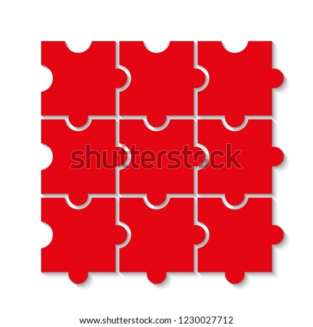 nine sided puzzle presentation banner. Abstract puzzle infographic template with explanatory text field business statistics. Vector 9 pieces puzzles illustration. Section nine compare service banner