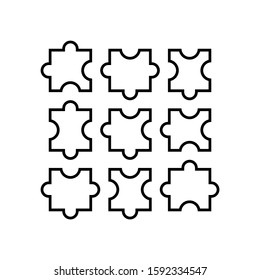 Nine sided square puzzle presentation. Abstract silhouette puzzle infographic template explanatory text field business statistics. 9 pieces puzzles illustration. Section nine compare service banner