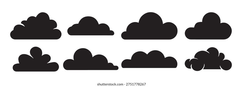 nine silhouette cloud illustrations various shapes and
