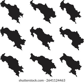 Nine Silhouettes of Geographical Regions
