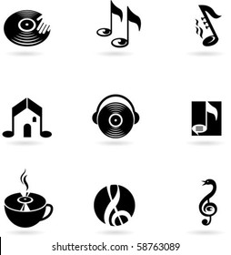 Nine simple music icons