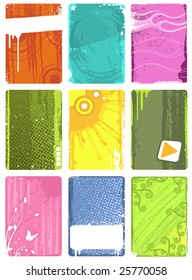 Nine small grunge banners.