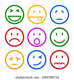 Nine smilies, set smiley emotion, by smilies, cartoon emoticons - vector