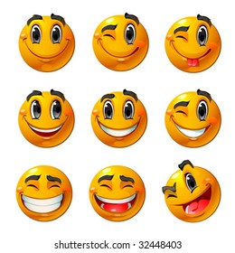 Nine Smiling Faces They All Happy Stock Vector (Royalty Free) 32448403 ...