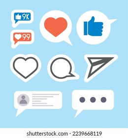 nine social media set icons