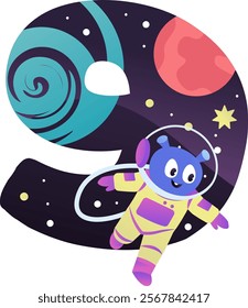 Nine Space Number Vector Illustration