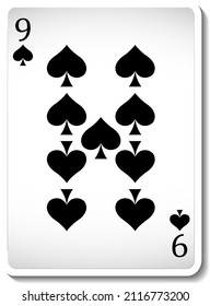 Nine of Spades Playing Card Isolated illustration