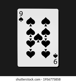 nine spades poker card in dark bacground.