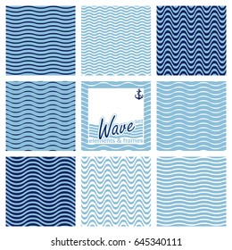 Nine square elements with a wavy pattern