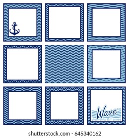 Nine square frames with a wavy pattern