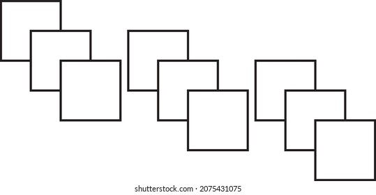 Nine squares stacked on top of each other form a simple and unique background. Square lines. Modern and simple art.