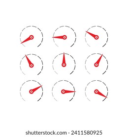 nine step indicator. round dial set. dial group for sports, education, business world