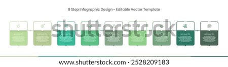 Nine step Infographics Design Template, Chart diagram, Graph, workflow layout, squire diagram, report, presentation design elements Editable Vector illustration, Process diagram in white background