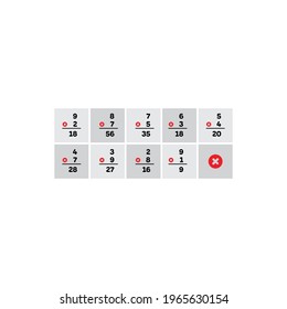 ejercicio de multiplicación de nueve pasos. matemáticas y multiplicación