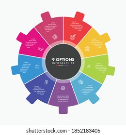 Nine Steps Circle Infographic . This infographics is very ideal for any business presentations